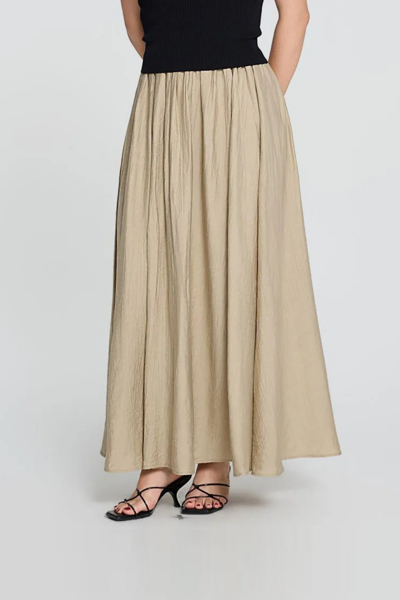 High Waist Cover Crotch Pleated Skirt for Women French Fold Long Skirt Spring Summer