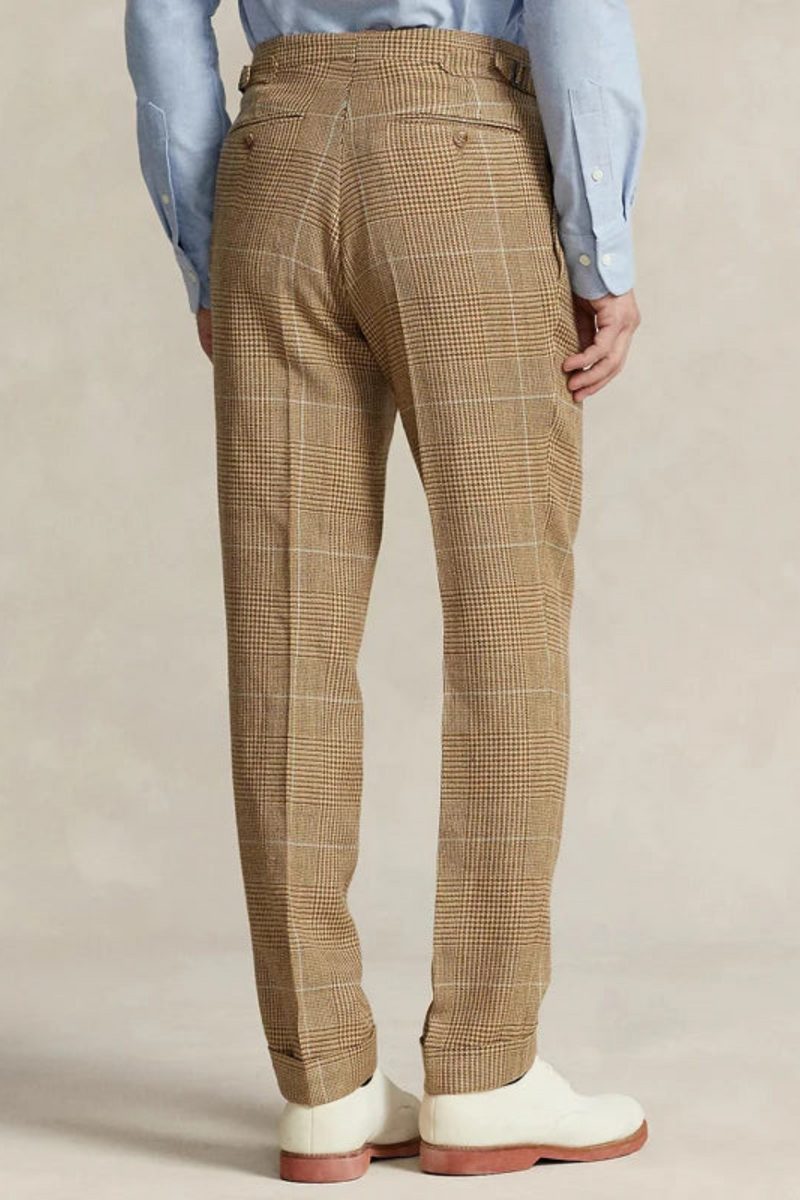 Classic Plaid Wool Men Pants Spring and Autumn Elegant Pants for Men