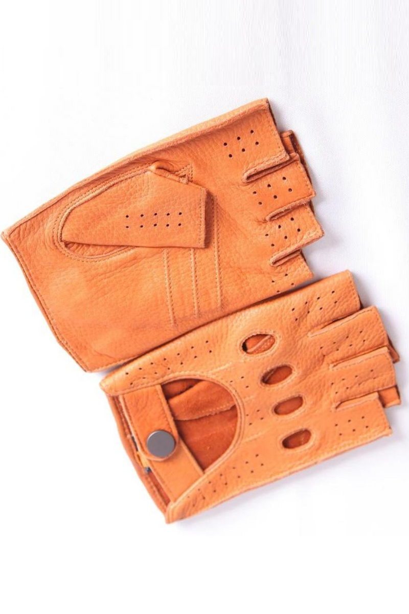 Men Gloves High Quality Breathable Half Finger Leather Semi-Finger Driving Gloves Male Unlined