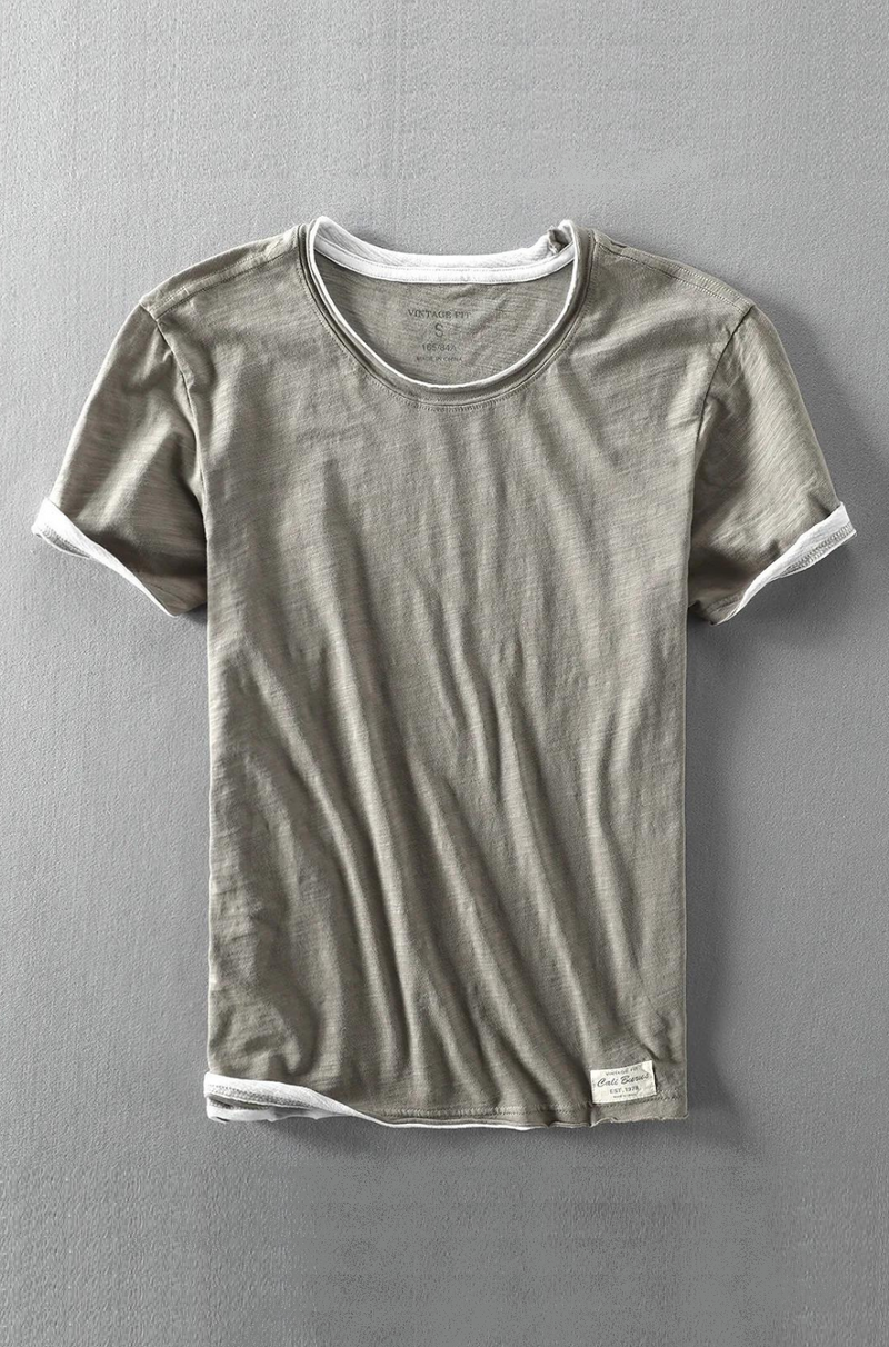 Summer Men's Style Bamboo Cotton Solid Male Casual Simple Soft Thin Tee