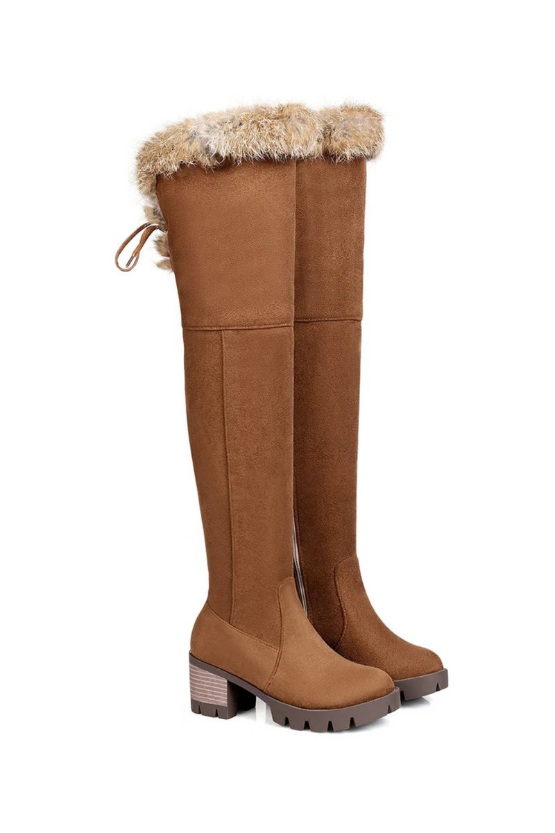 Winter Furry Warm Women Snow Boots knee Shoes