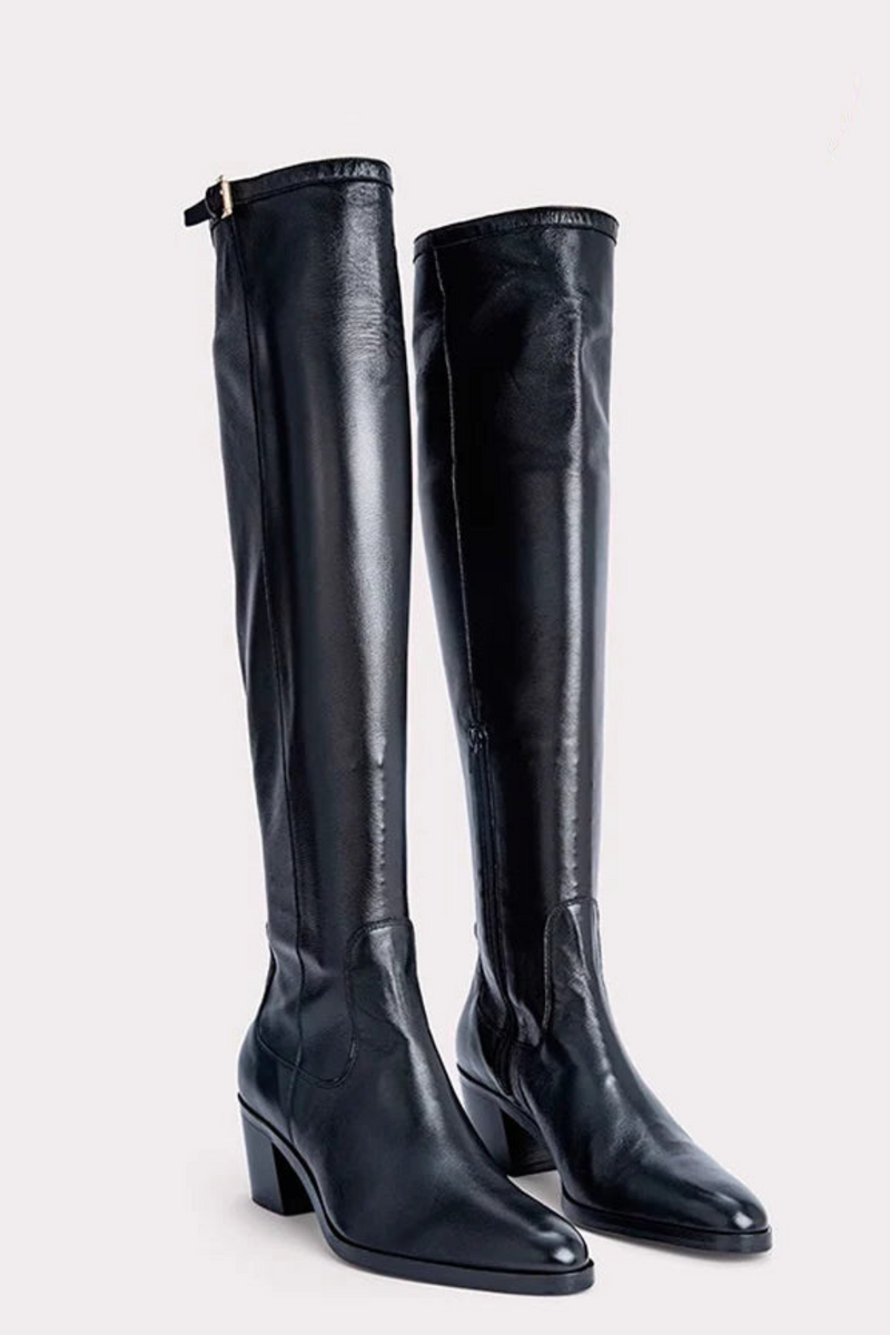 Women's Knee High Boots Med Heels Round Toe Black Dress Casual Female Autumn Winter Warm Shoes