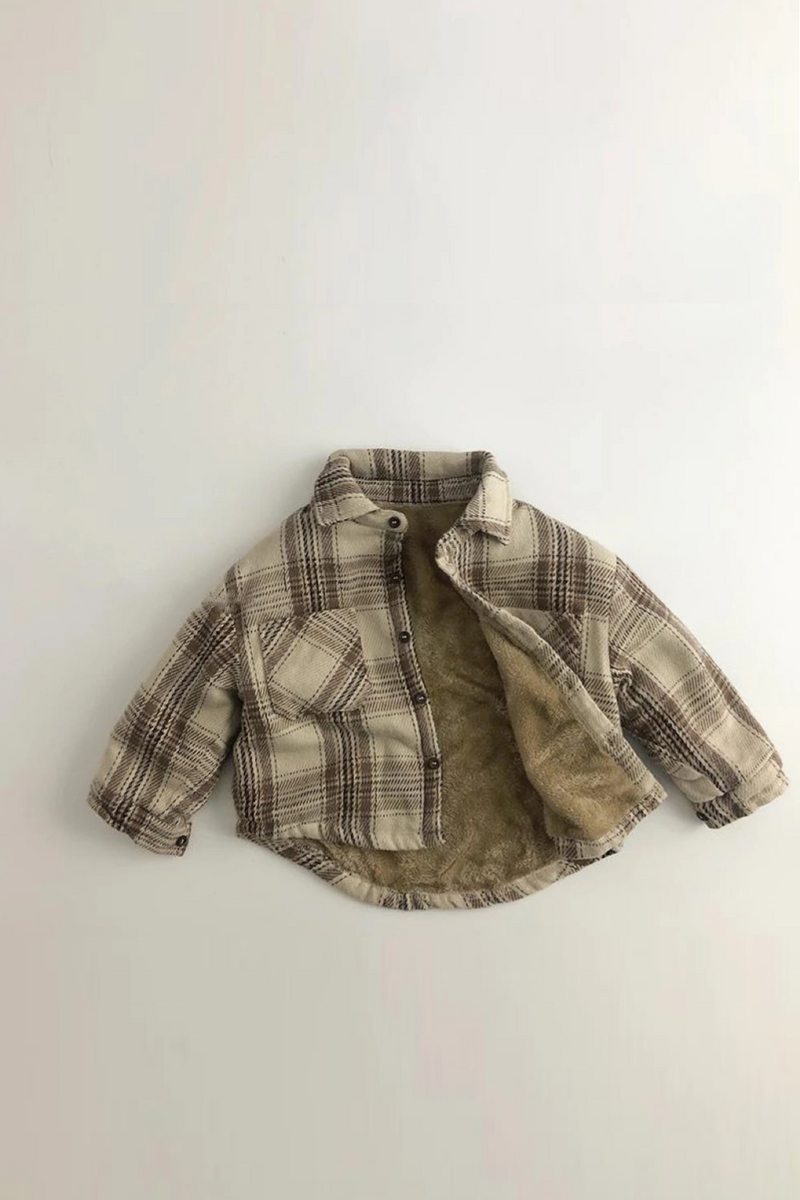 Plaid Cotton Shirt Fleece Inside Infant Toddler Kid Casual Warm Shirt Outwear Long Sleeve Winter Baby Clothes