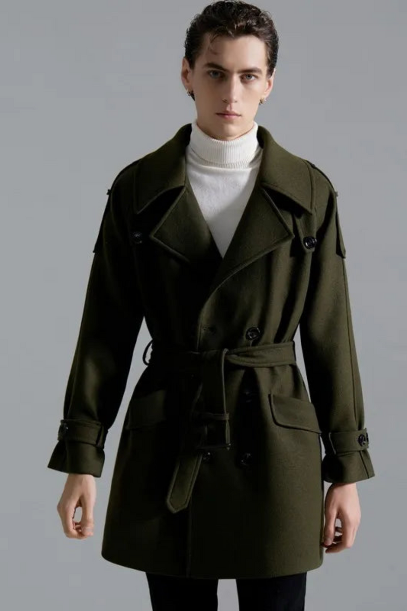 Autumn Winter Male Overcoat Luxury Wool Medium Length Casual Men's Coats Double Breasted Loose