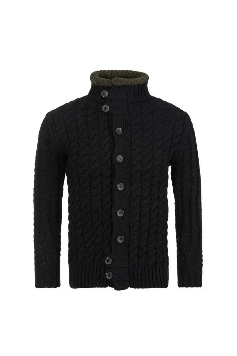 Men Sweater Cardigan Jacket Knitted Casual Coat Patchwork Stand Collar Warm Thick Warm Outwear Knitwear