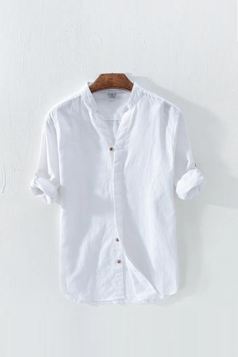 Men Summer Linen Casual Shirt Retro Loose Cotton Linen Shirt