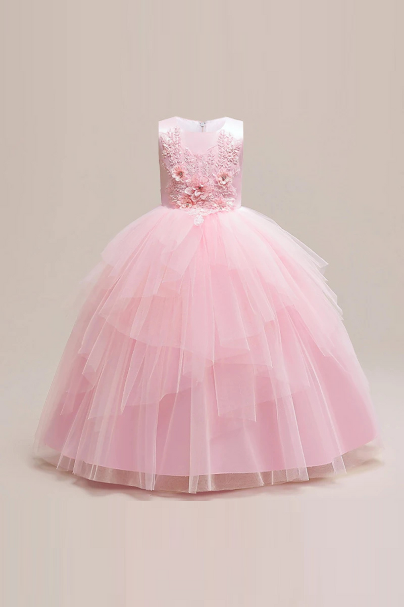 Summer Bridesmaid Dress For Girls Children Costume Pink Princess Dresses