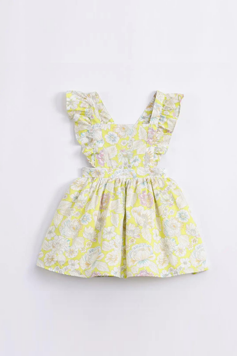 Girls Summer Pastoral Style Floral Cotton Suspender Dresses