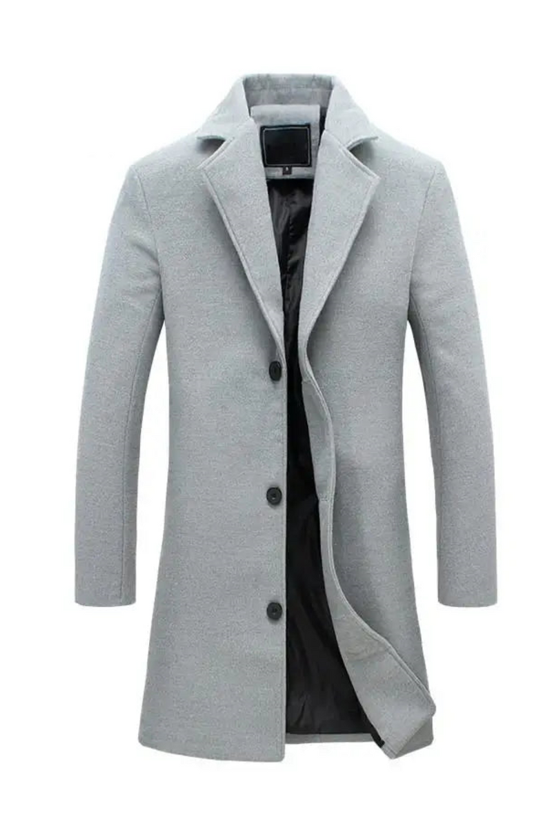 Wool Long Coat Men Warm Black Business Overcoat Men Stylish Woolen Jacket