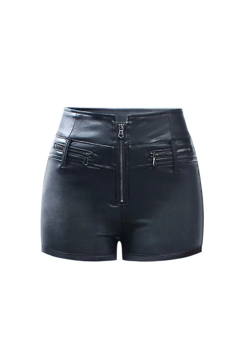 Mid High Waist Shorts Women Stretchy Zipper Shorts For Women