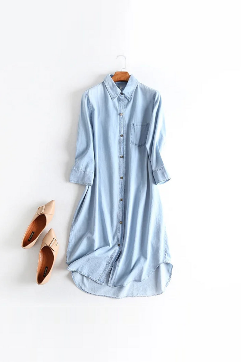 Denim Women Long Shirts Summer Design Loose Solid Straight Casual Female Outwear Coats Tops