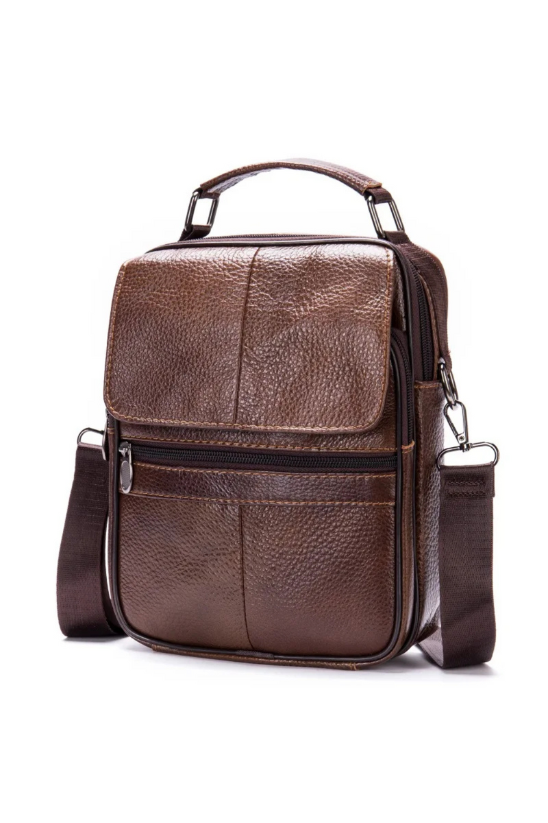 Genuine Leather Vertical Crossbody Bag for Men's Shoulder Bag Casual