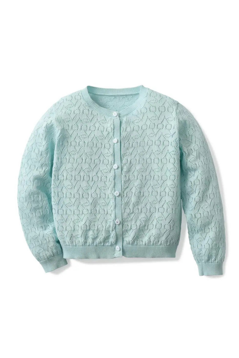 Kids Round Collar Knitted Sweater Children Babies Organic Girls Openwork Cherries Knit Cardigan Coats