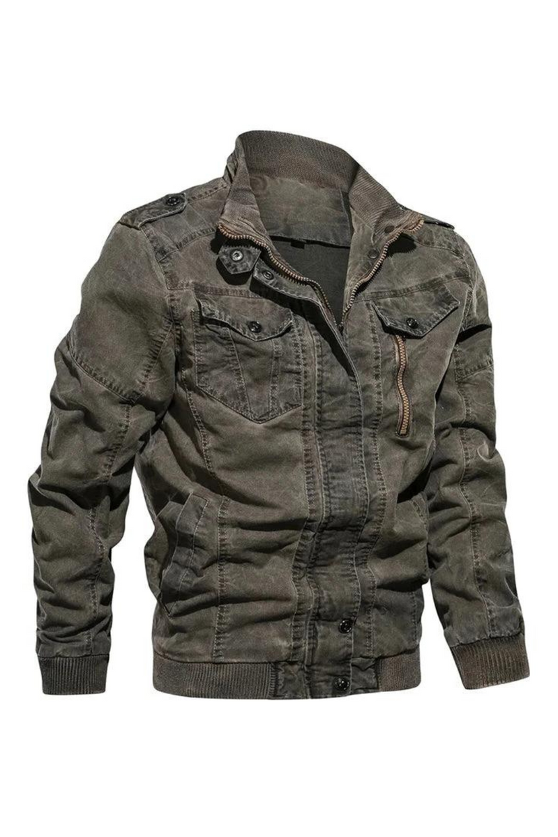 Military Denim Jacket Men Washed Bomber Jackets Male Slim Fit Jeans Coats