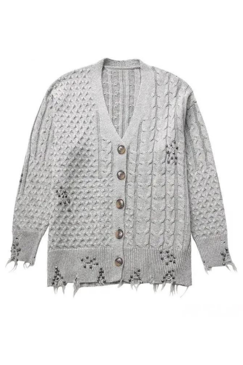 Women's Rivet Sweater Knitted Jacket Casual Cardigan Female