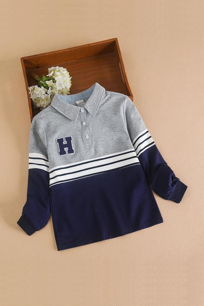 Kids Polo Shirt Spring Autumn Children Turn Down Collar Stripe Tops School Shirt for Boys