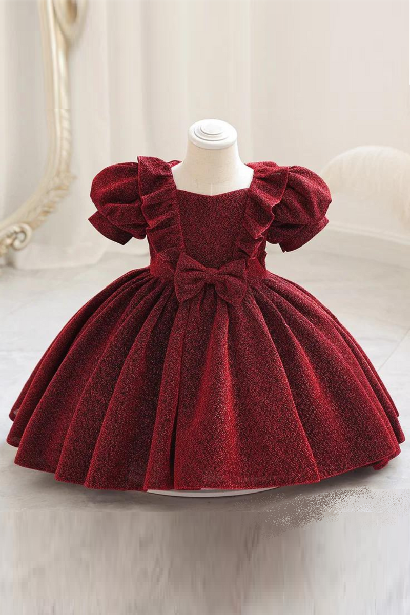 Baby birthday first year dress Toddler cute baby girl bubble sleeve