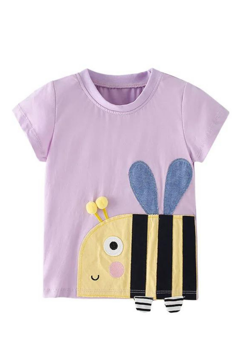 Summer Girls T Shirts Animals Bee Baby Clothes Short Sleeve Toddler Kids Tees Tops Shirts