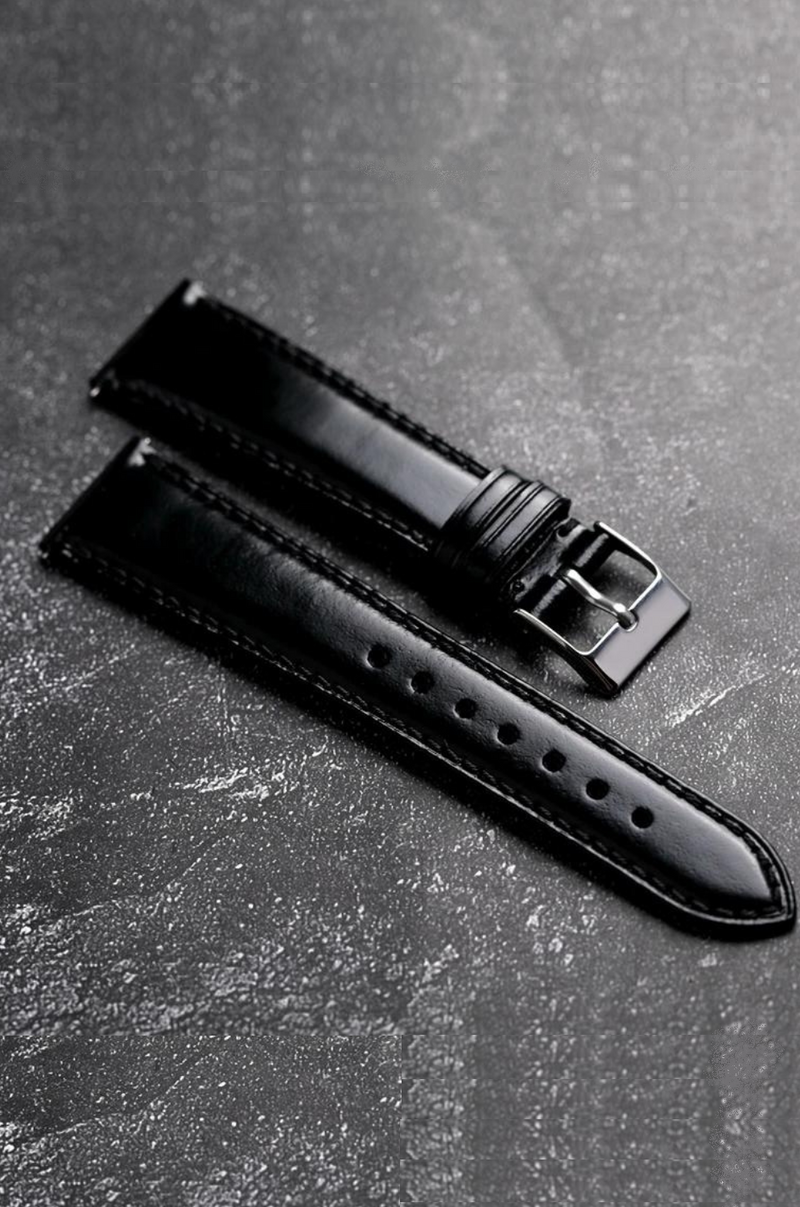 Handmade leather strap 20MM16MM ultra-thin quick release male black soft leather strap