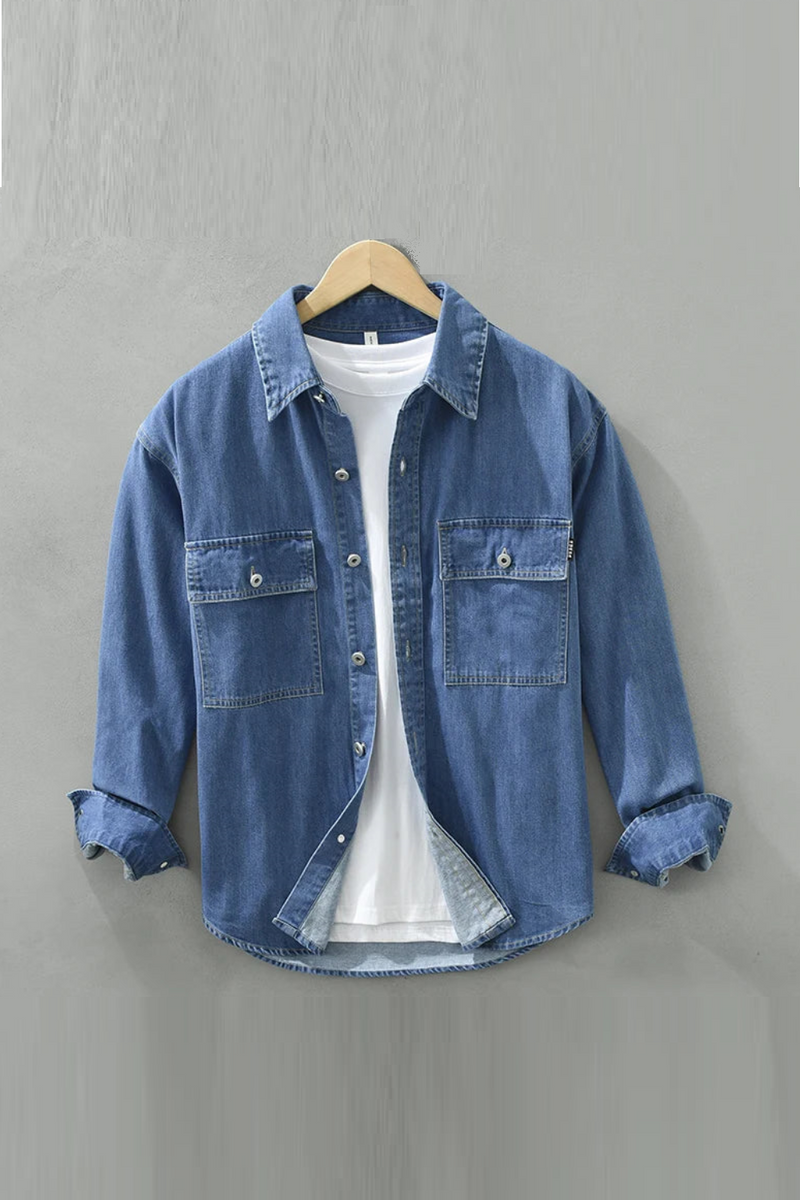 Retro Casual Wear Men's Denim Shirt Coat Jeans Tops Clothing