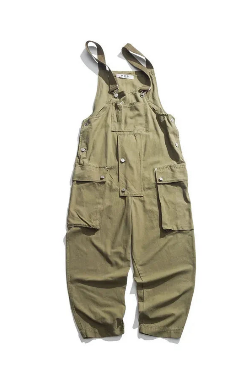 American Street Trend Couple Loose Straight Pocket Bib Men's Casual Pants Jumpsuit