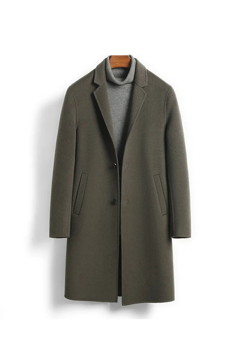 Woolen Coat Men Autumn Winter Single Breasted Double-Side Woolen Coat