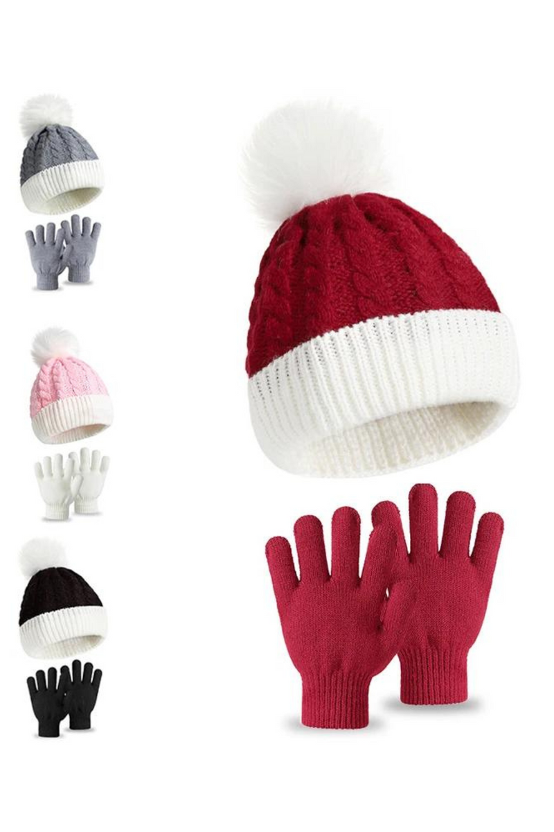 Baby Hat Gloves Winter Warm Knitted Baby Boys Girls Hat Bonnet Soft Toddler Kids Cap Beanies Christmas Gift