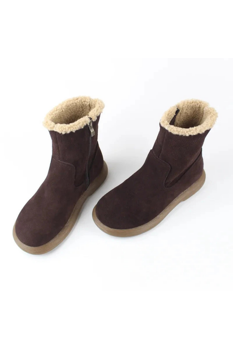 Snow cotton round head flats woolen short boots plush warm snow boots shoes