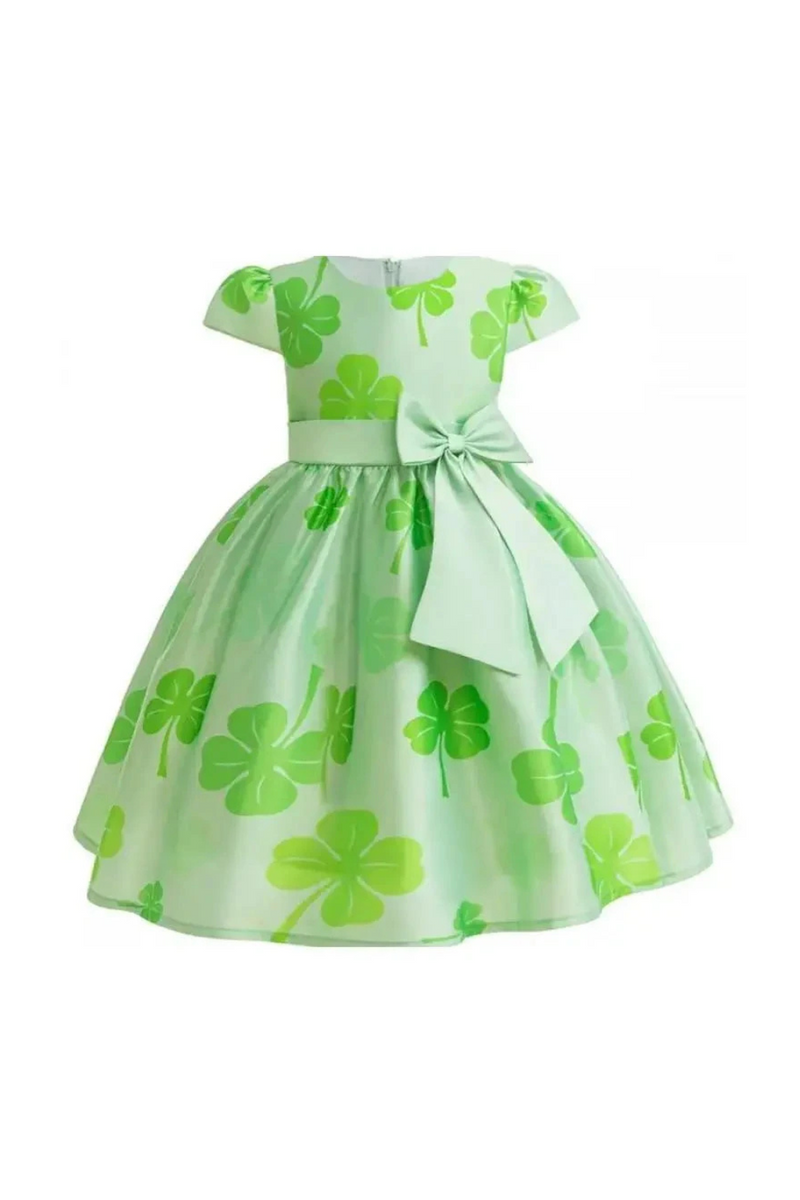 Floral Flower Dresses For Baby Girl Summer Green Bow Princess Clothes