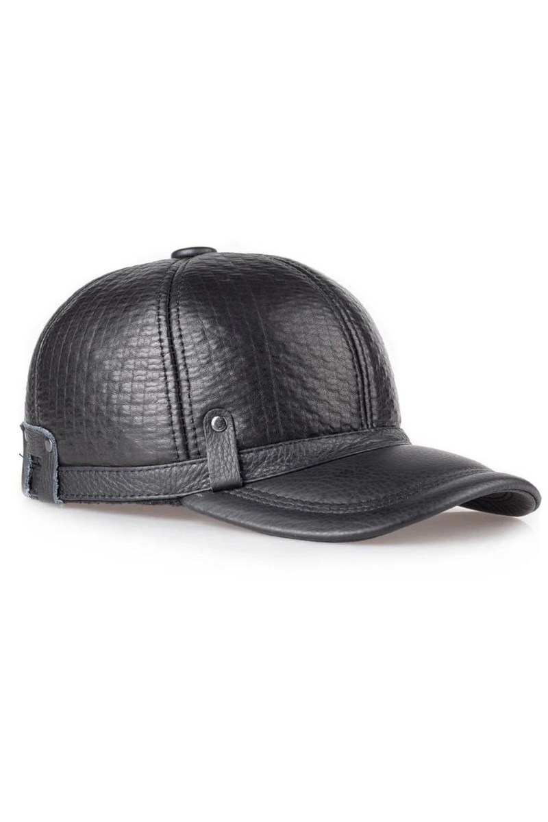 Men Leather Hat Winter Male Casual Embossing Adjustable Baseball Cap