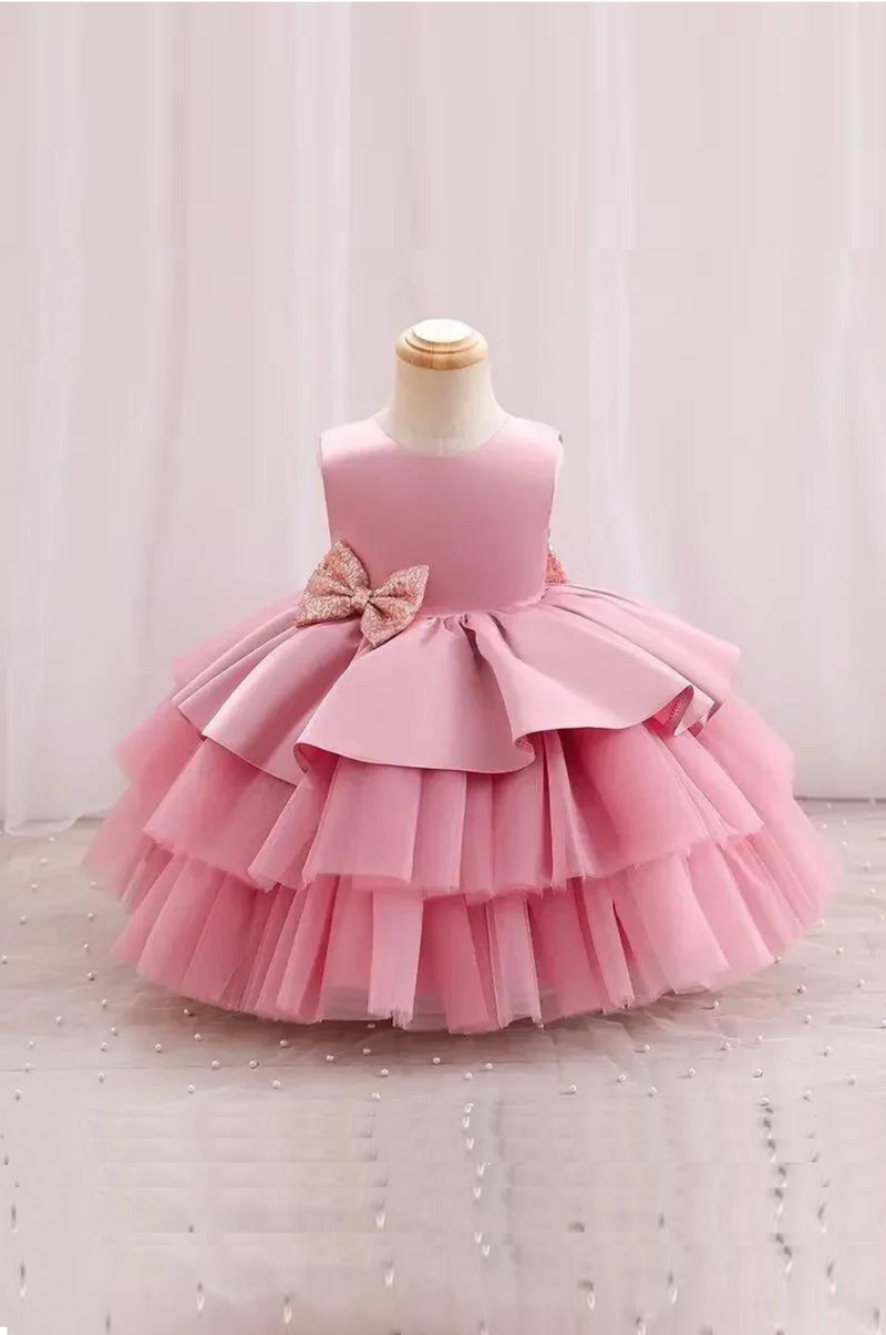 Toddler Baby Girls Big Bow Dress Princess Baptisms Dress for Girl Dress Baby Gown