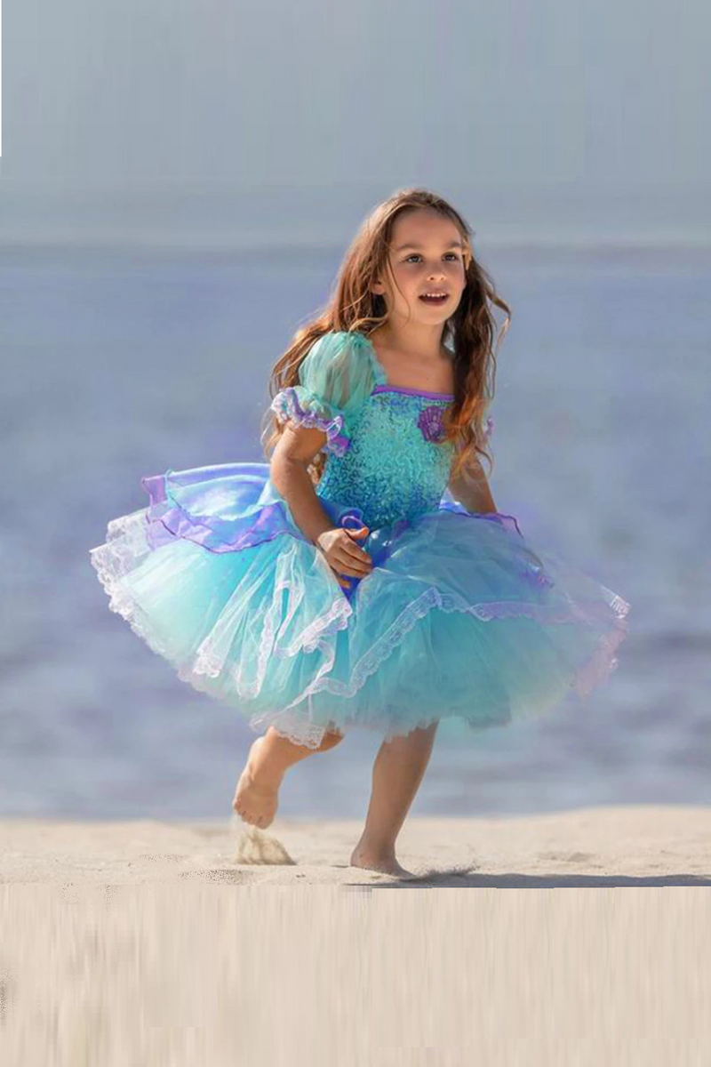 Mermaid Girls Dress Costume Children Fluffy Tulle Birthday Princess Dress Mermaids Shell Wedding