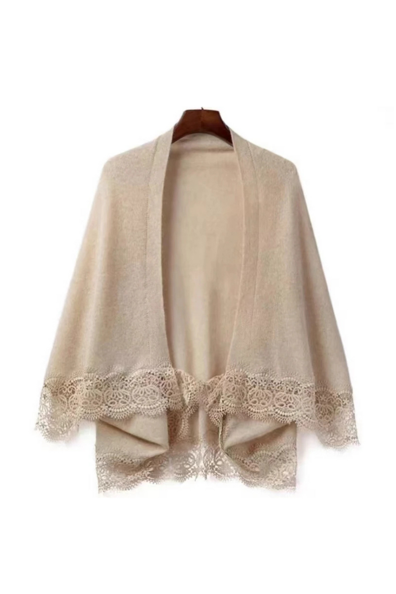 Wool Knitted Shawl With Lace Lace Lace Cardigan Cape Shawl