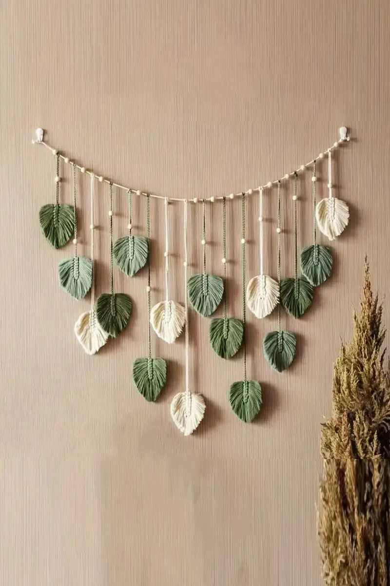 Boho Home Decoration Tapestry Leaf Feather Wall Hanging Decor for Living Room Bedroom Boho Wall Art