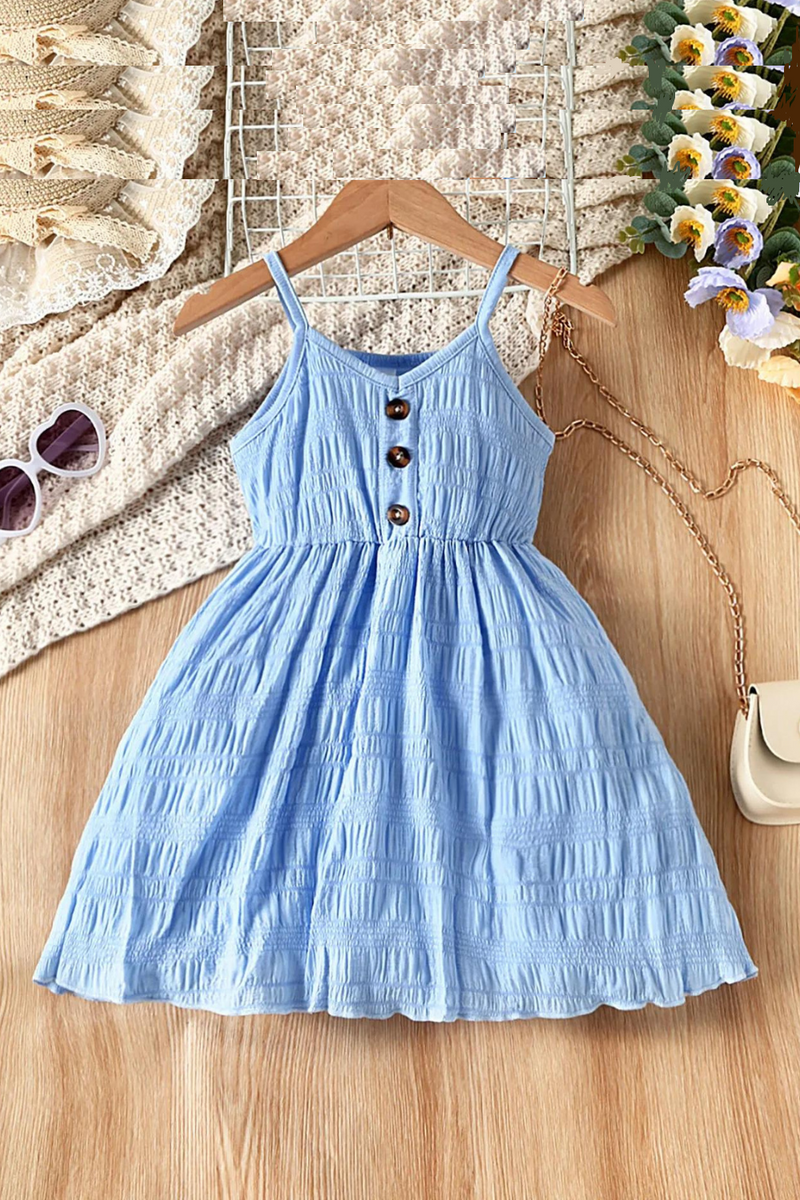 Toddler Girls Solid Color Halter Pleated Dress Light And Cool Daily Casual Sundress For 9 Month Dress Girls Dress Short Sleeve