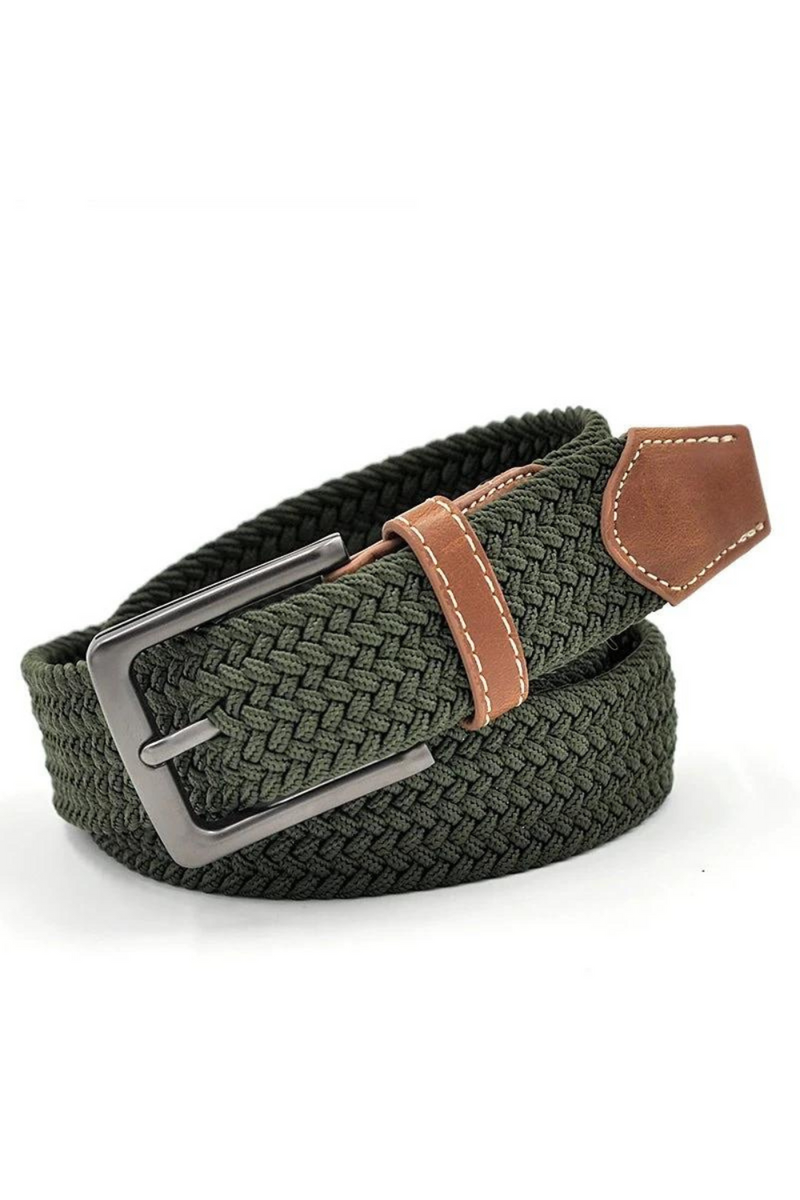 Men Woven Braided Fabric Comfort Stretch Casual Belts