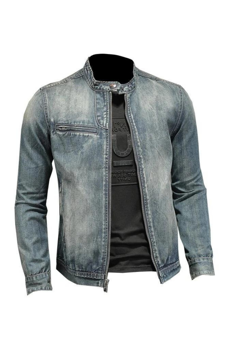 Men Retro Denim Jackets Patchwork Motorcycle Biker Coats Streetwear Slim fit Outerwear