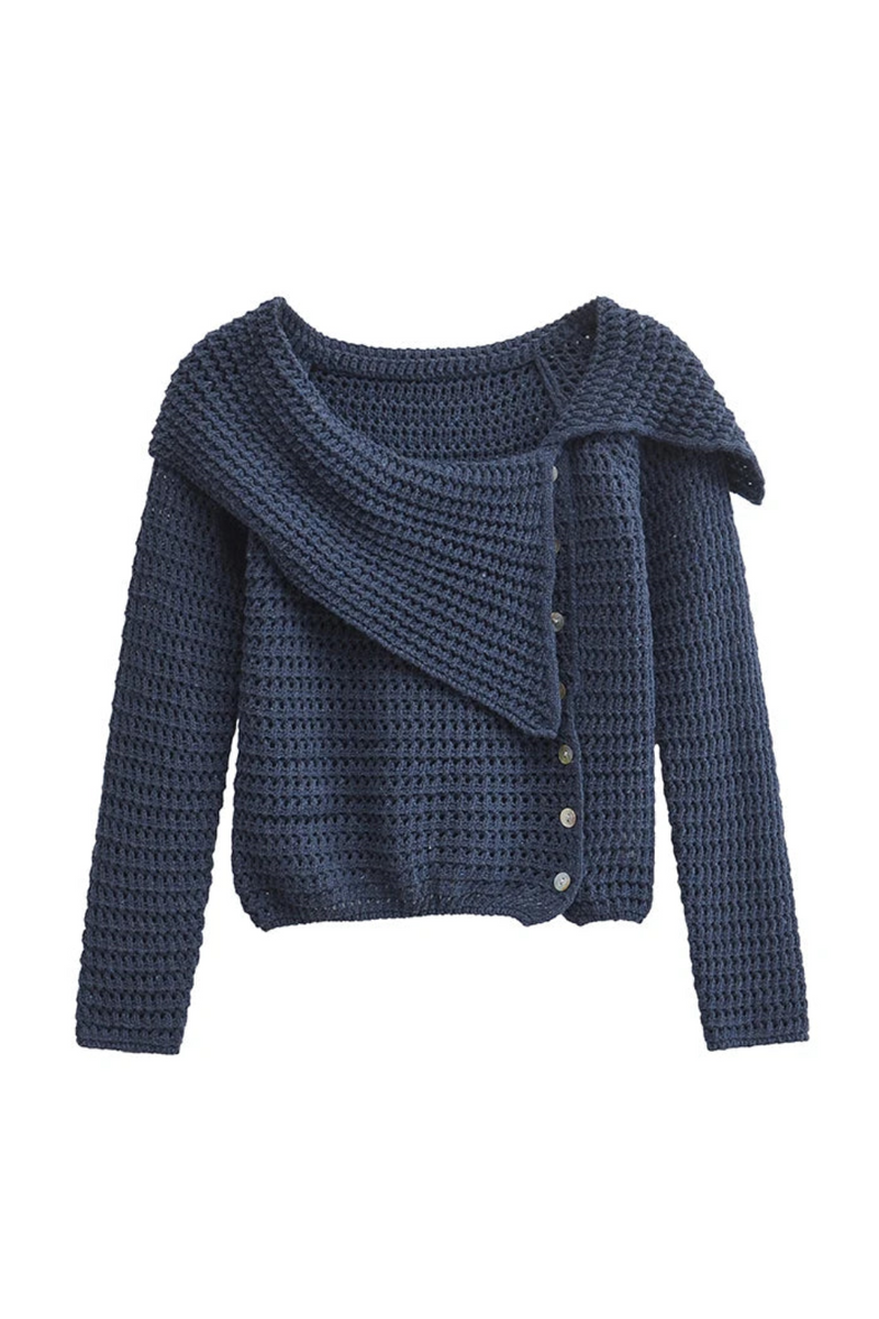 Autumn Women Knitwear Cardigan Long Sleeve Single Breasted Irregular Crop Sweater Coat