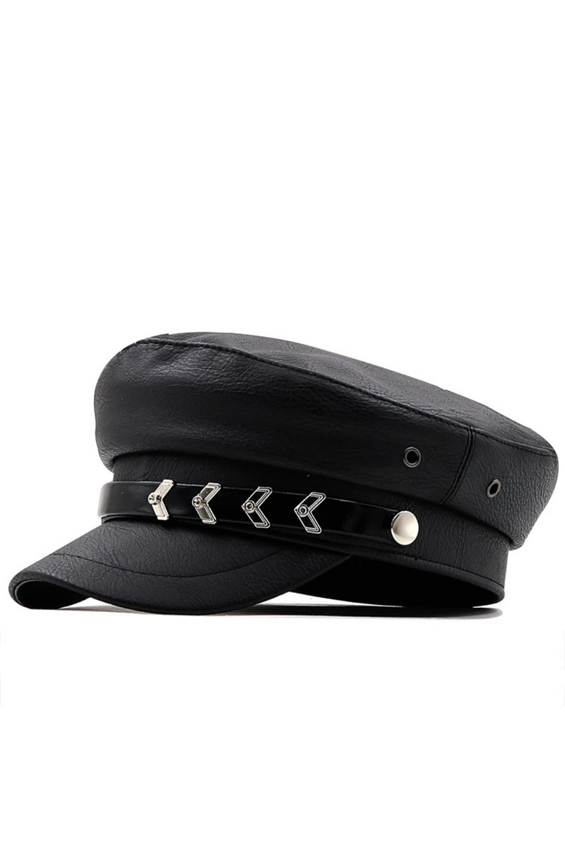 Women Flat Topped Bright Autumn Winter Black Military Hat Girl Beret Classic Retro Cap