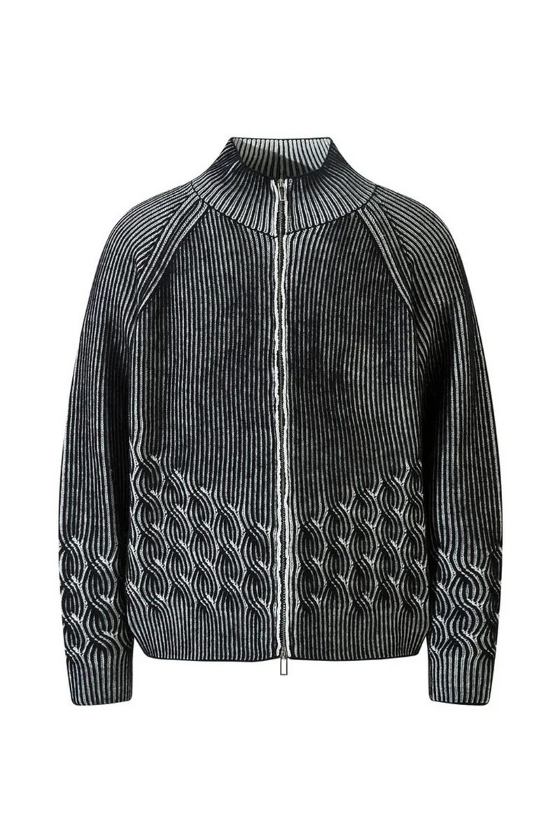 American Streetwear Men's Pullover Sweater Casual Knitted Top Trendy Zipper Cardigan