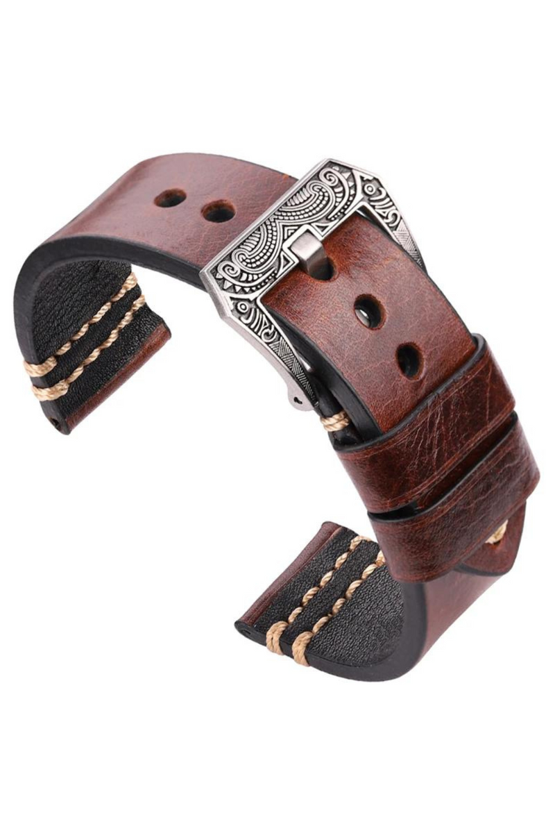 Handmade Watchband Genuine Leather Watch Band Strap Watch Accessories Retro Steel Buckle