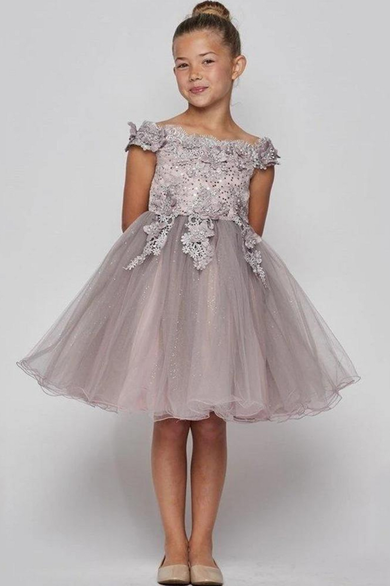 Flower Little Girl Dress Baby Dresses Beautiful Appliques Off The Shoulder Sleeveless Kid Evening Party Gowns