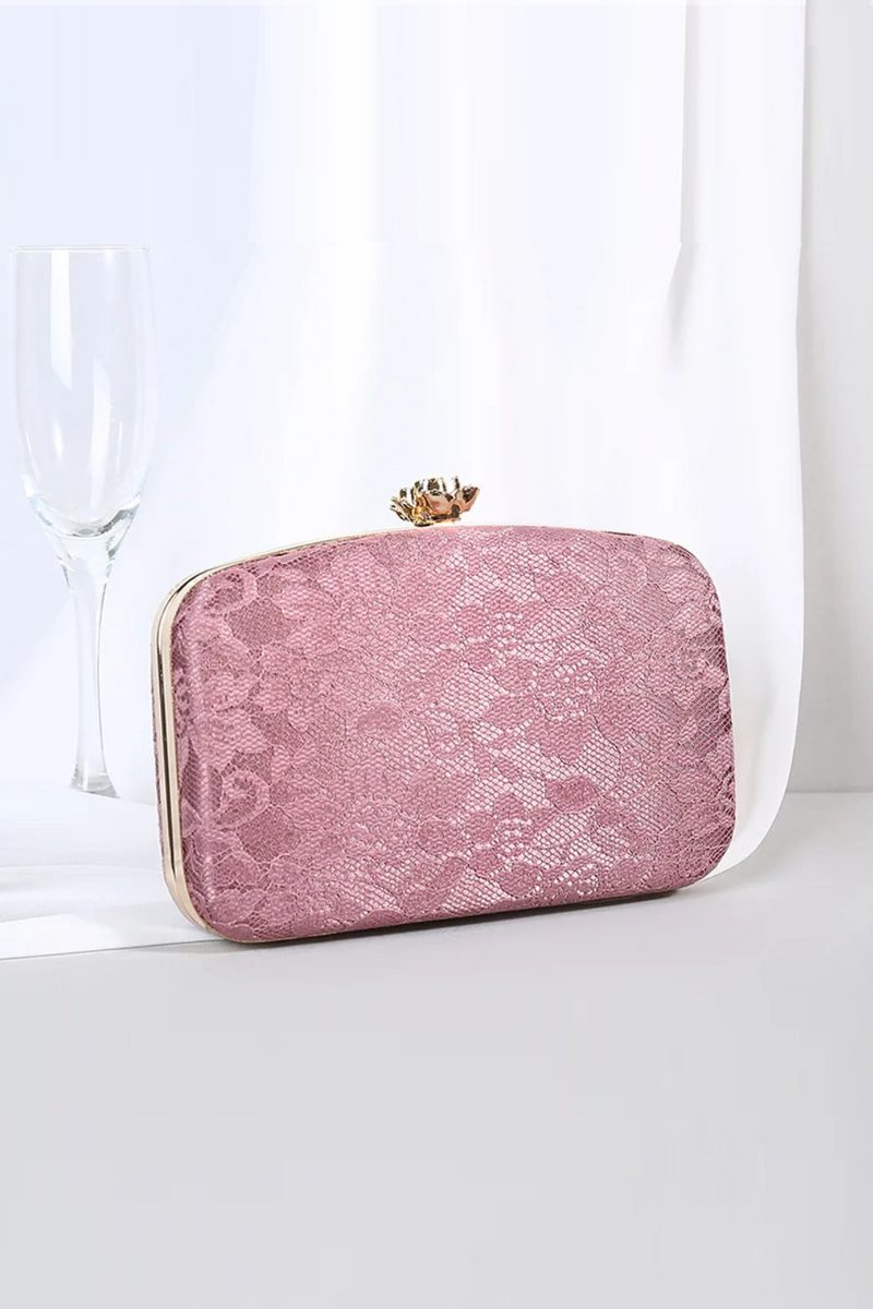 Female Bag Pink Lace Evening Clutch Purse Handbags Luxury Designer Bag Chain Bride Wallet