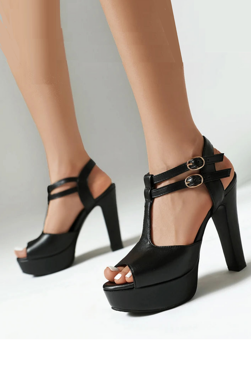 Double Breasted Upper Peep Toe Sandals Platform High Heel Sandals