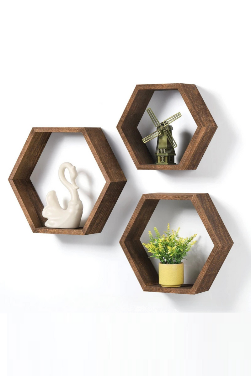 Shelving wall hanging Wooden hexagonal frame living room wall decoration wall hanging frame