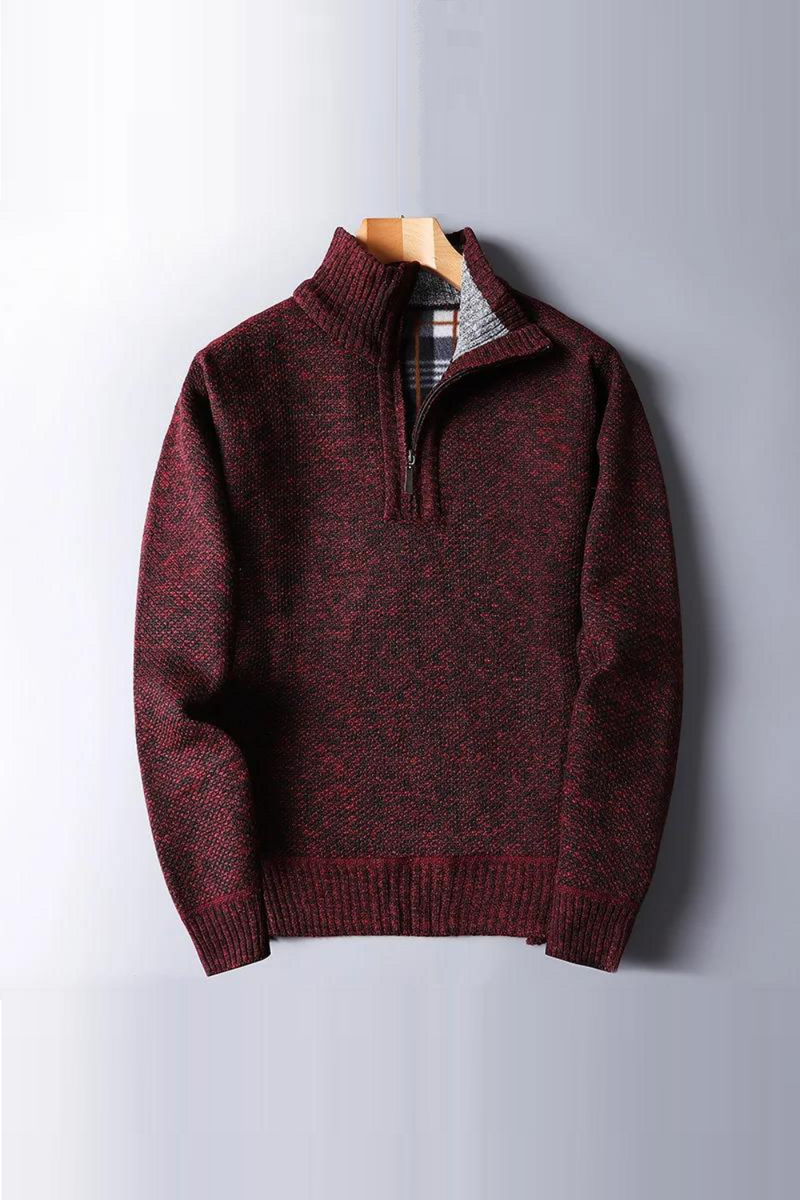 Winter Men's Fleece Sweater Turtleneck Warm Pullover  Knitted Wool