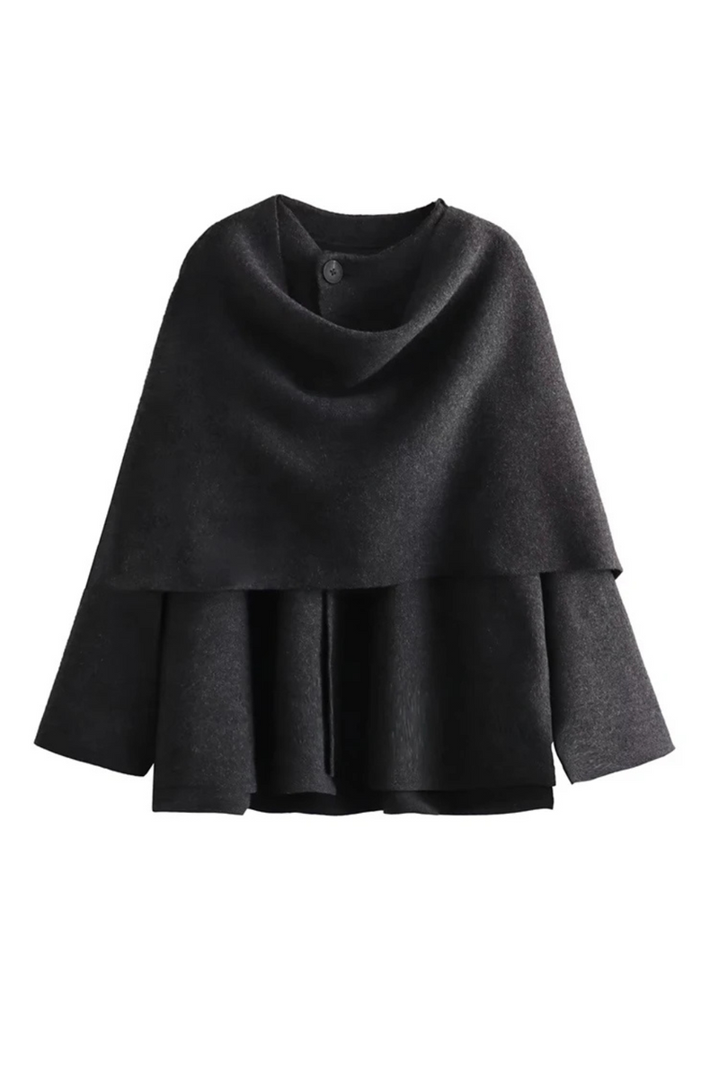 Women Asymmetrical Scarf Crop Knit Coat Female Winter Warm Outerwear