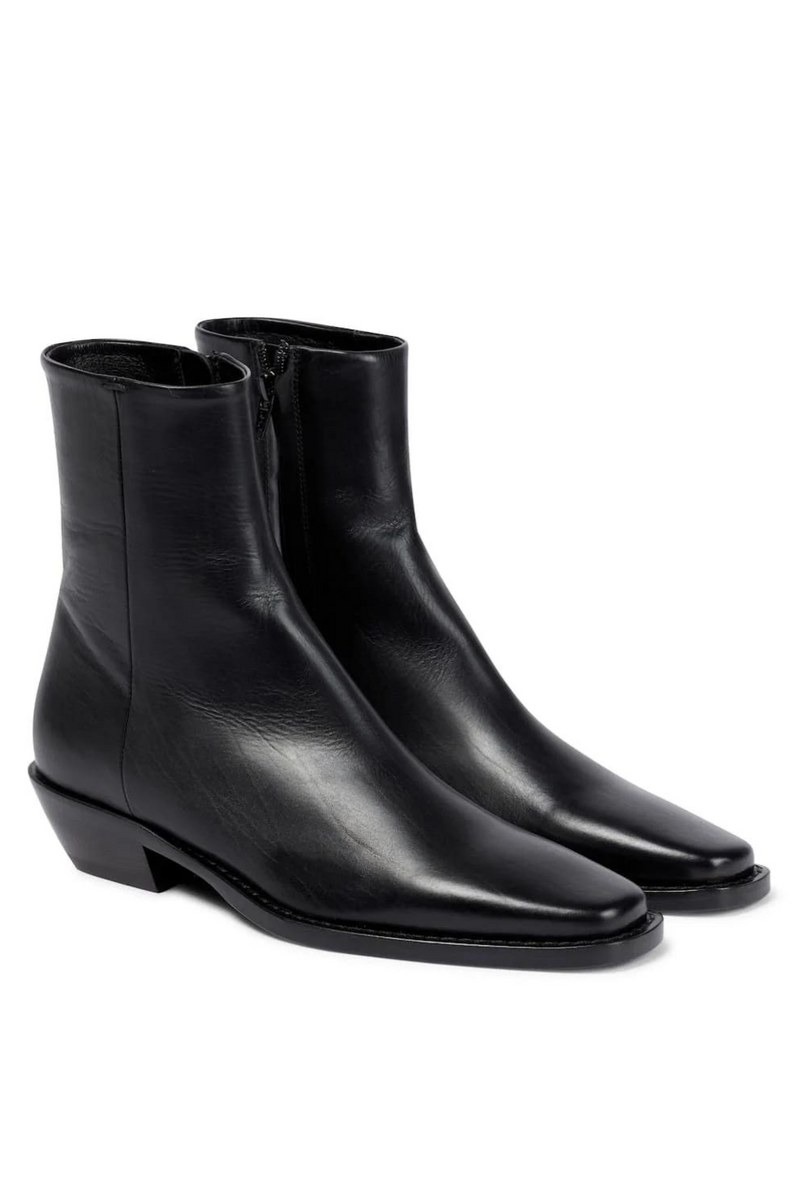 Simple Black Short Boots Thick Heel Side Zipper Martin Boots