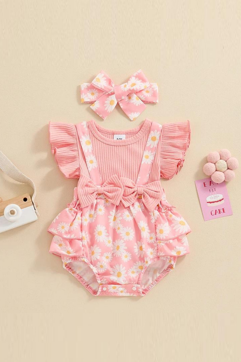 Baby Girl Clothes Ruffle Butt Romper Daisy Overalls Jumpsuit Summer Outfit