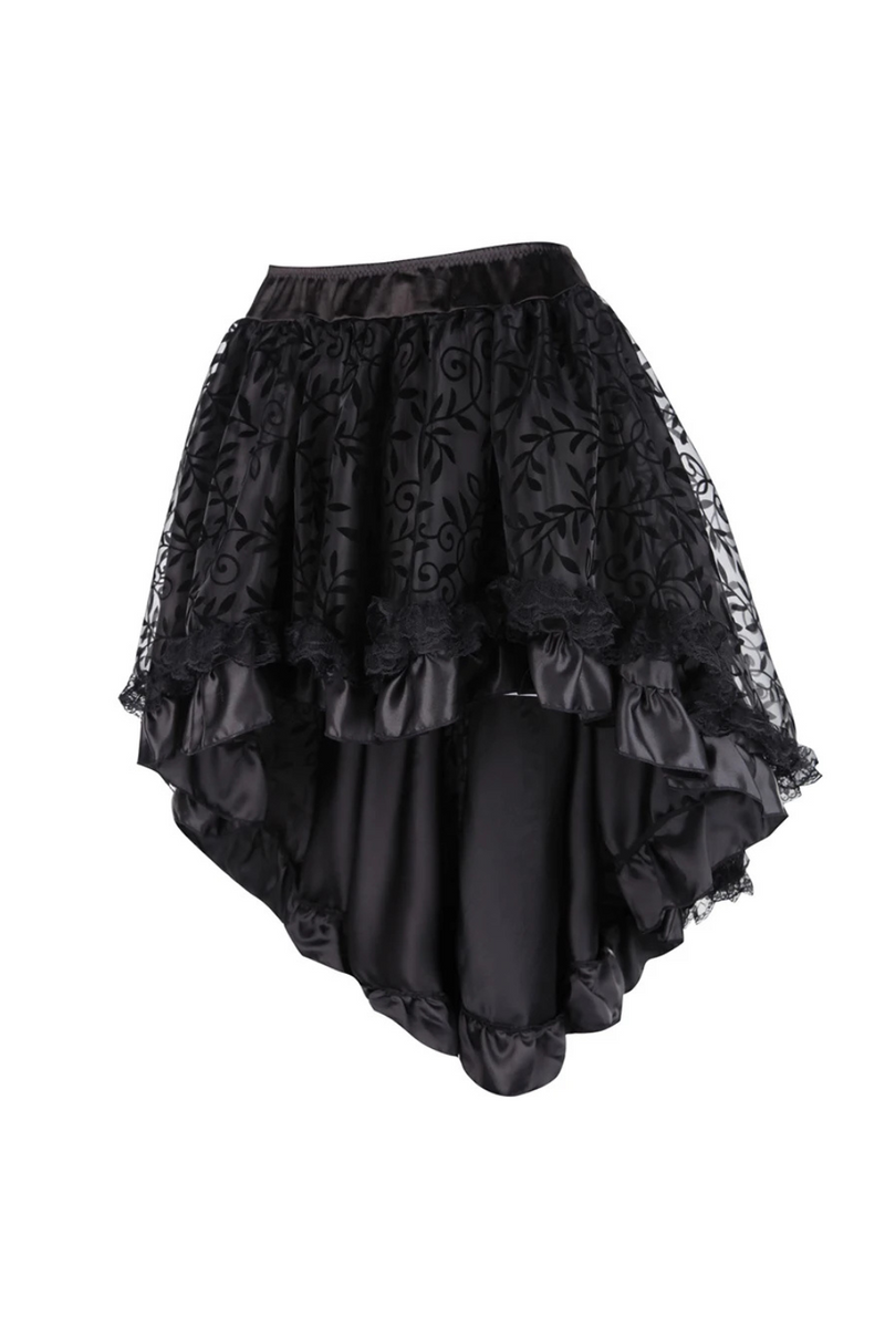 Corset Skirt Back Zipper Closure Lace Overlay Gothic Hot Asymmetrical Skirts